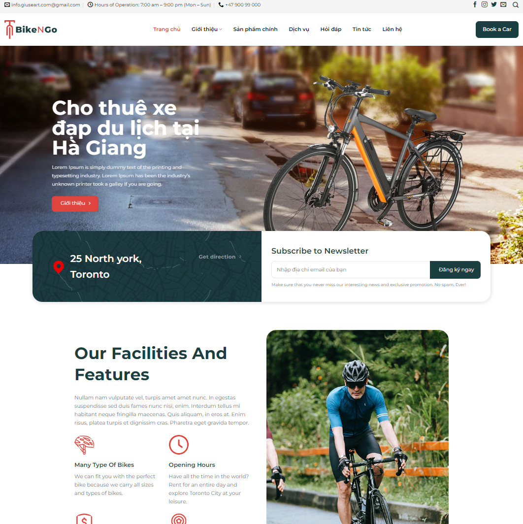 Theme wordpress cho thuê xe đạp