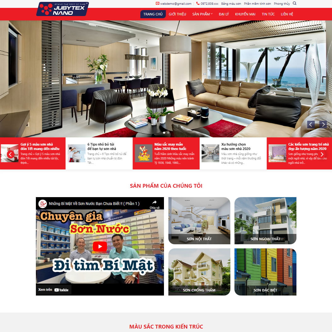 Theme wordpress bán sơn nước, sơn nhà, bột sơn